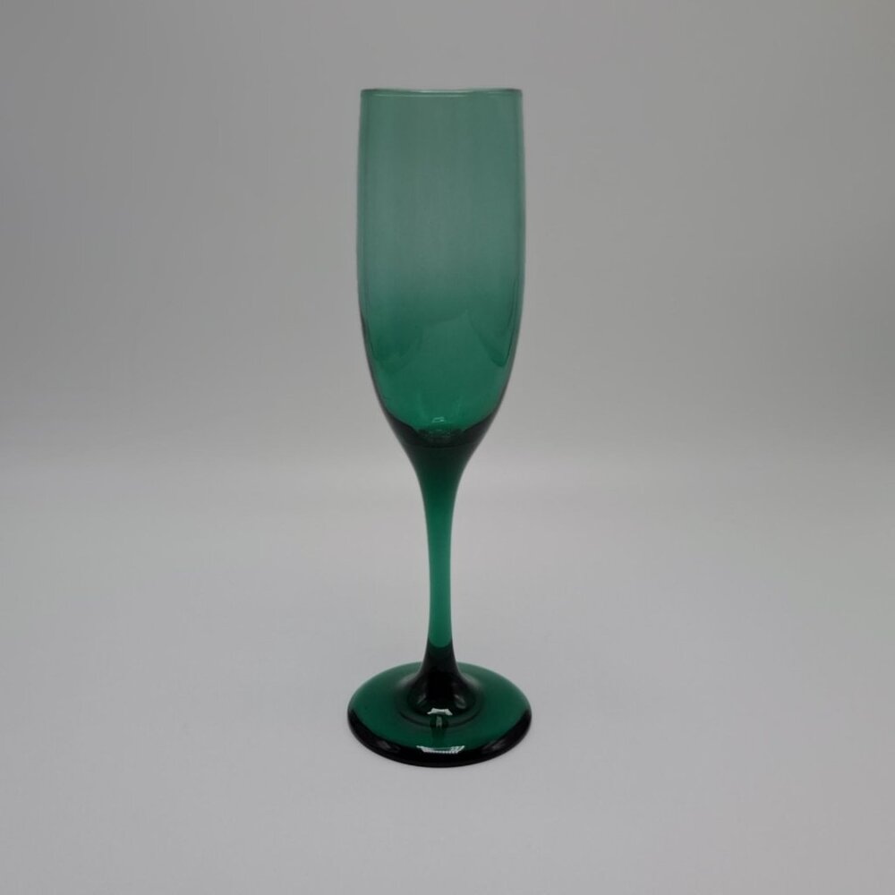 Green Libbey Champagne Flute Glass Vintage